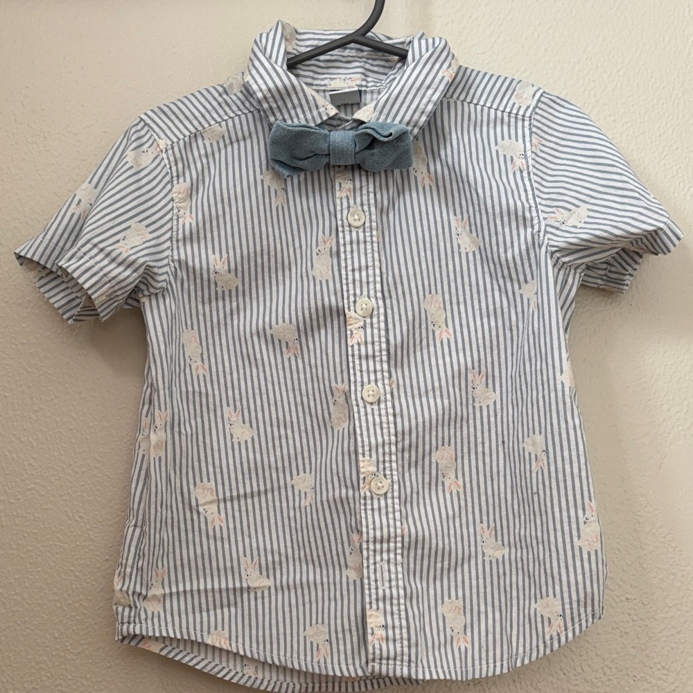 Old Navy, Easter, bunny button up Kids Shirt with Bow Tie-3T